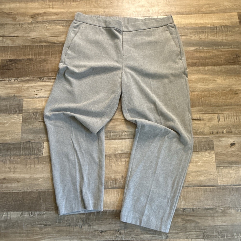 Old Navy Pull On Pant Women Grey Poly Rayon Straight Leg Career Trousers Sz L